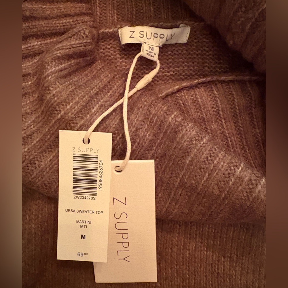 Z Supply Ursa Turtleneck Cropped Sweater Top l Color: Martini l Size: Medium NWT - Picture 12 of 13